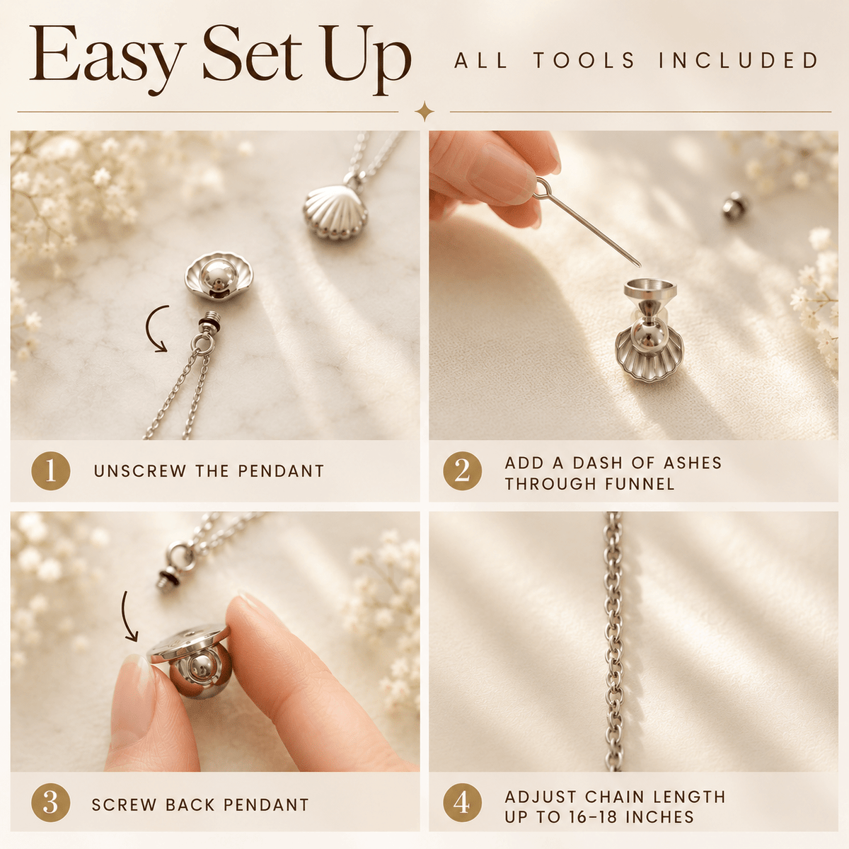 Pearl Memorial Necklace for Human Ashes - Silver - GNight Fetcher