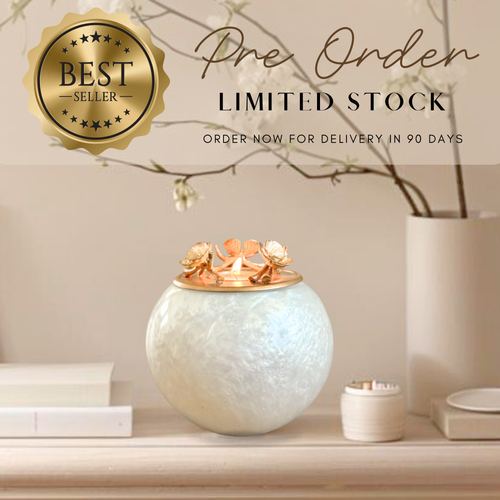 Decorative candle holder on a shelf with 'Best Seller' badge and pre-order text.