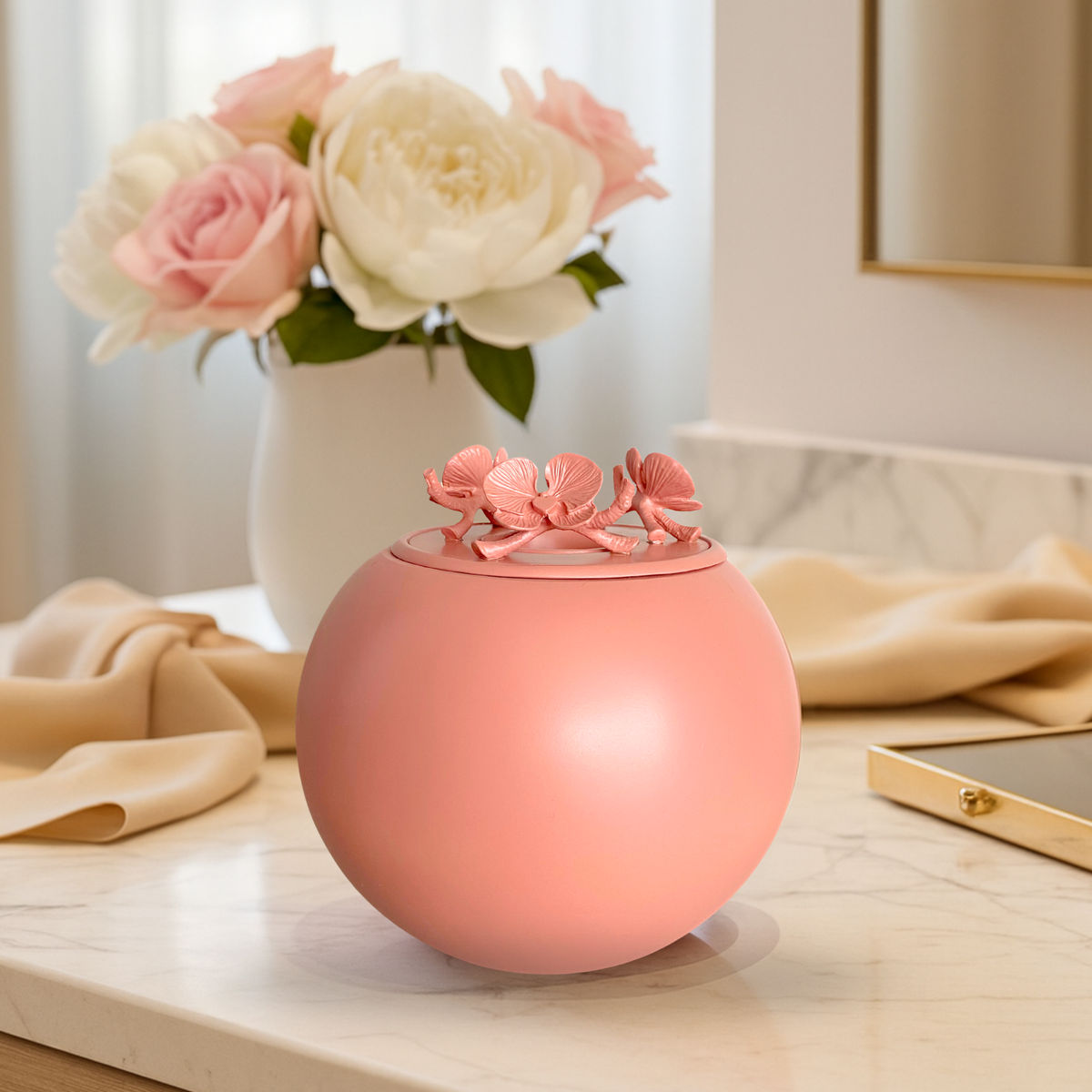 Orchid Urn for Dog & Pet Ashes - Handmade [CORAL]