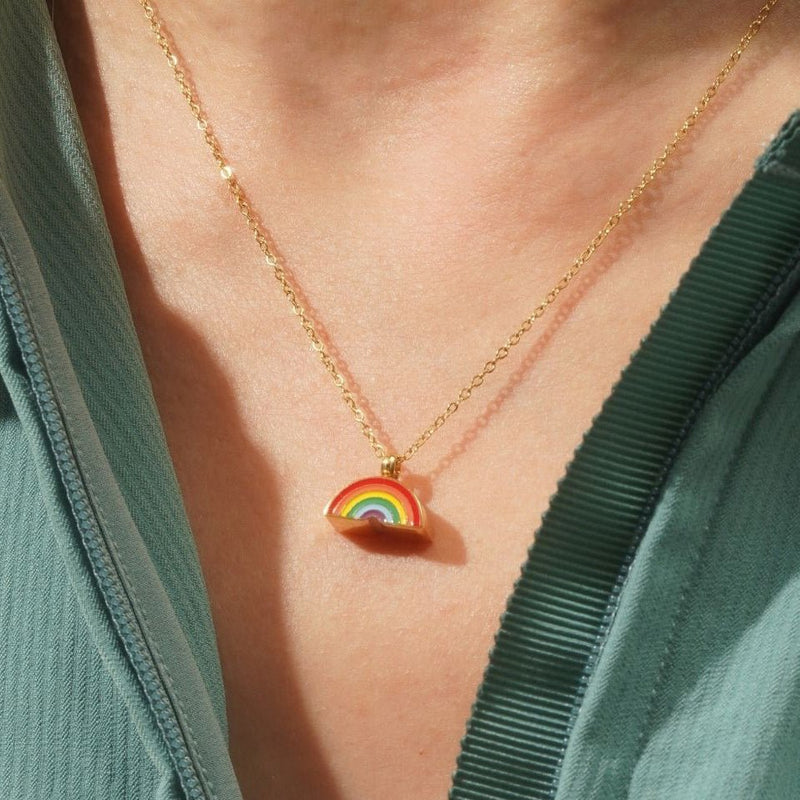 Rainbow Bridge - Cremation Necklace for Dog & Pet Ashes - Rainbow - GNight Fetcher