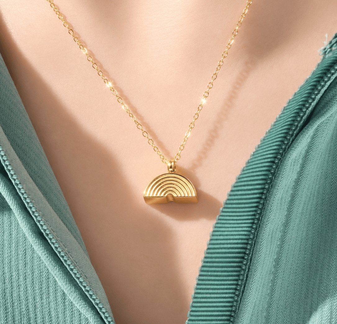 Rainbow Cremation Necklace for Human Ashes [18K Gold, Silver, Rainbow] - GNight Fetcher