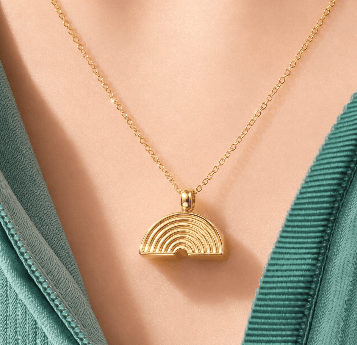 Rainbow Cremation Necklace for Human Ashes [18K Gold, Silver, Rainbow] - GNight Fetcher