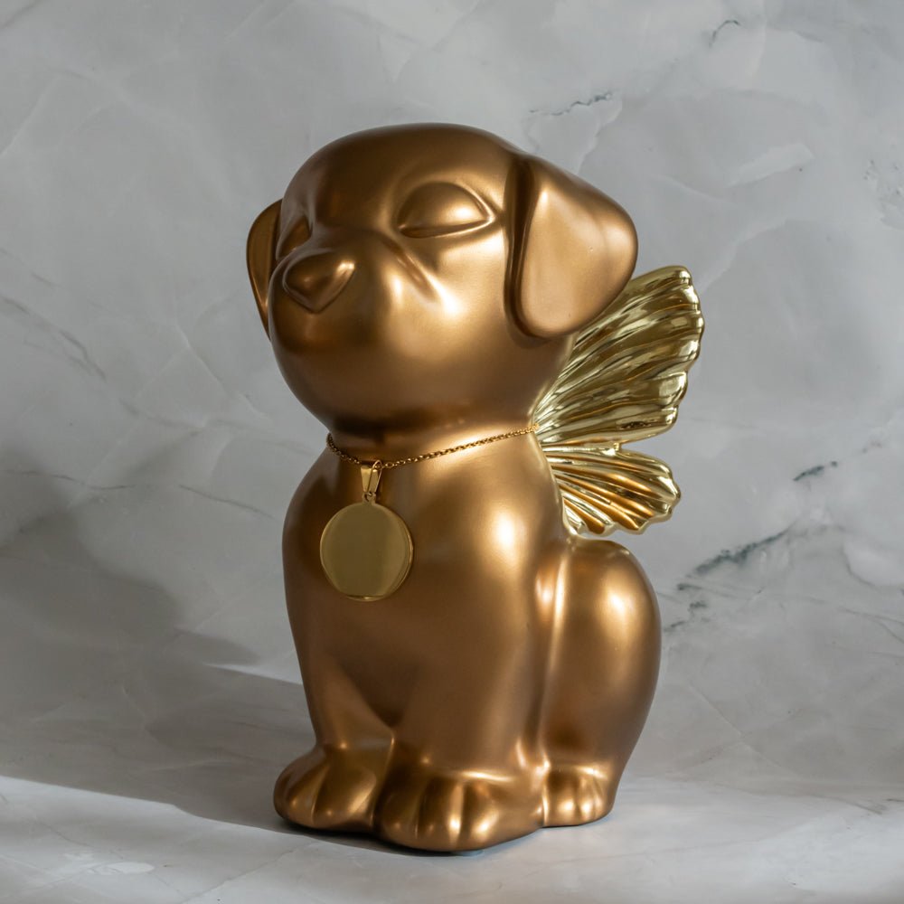 Retriever Angel Dog Urn - Gold - GNight Fetcher