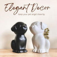 Retriever Angel Dog Urn - Onyx with Gold Wings - GNight Fetcher