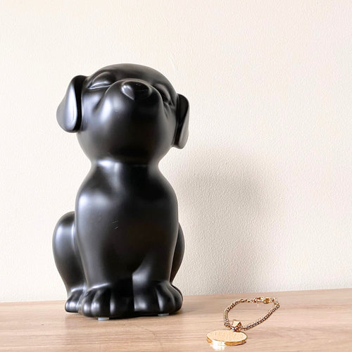 Retriever Angel Dog Urn - Onyx with Gold Wings - GNight Fetcher