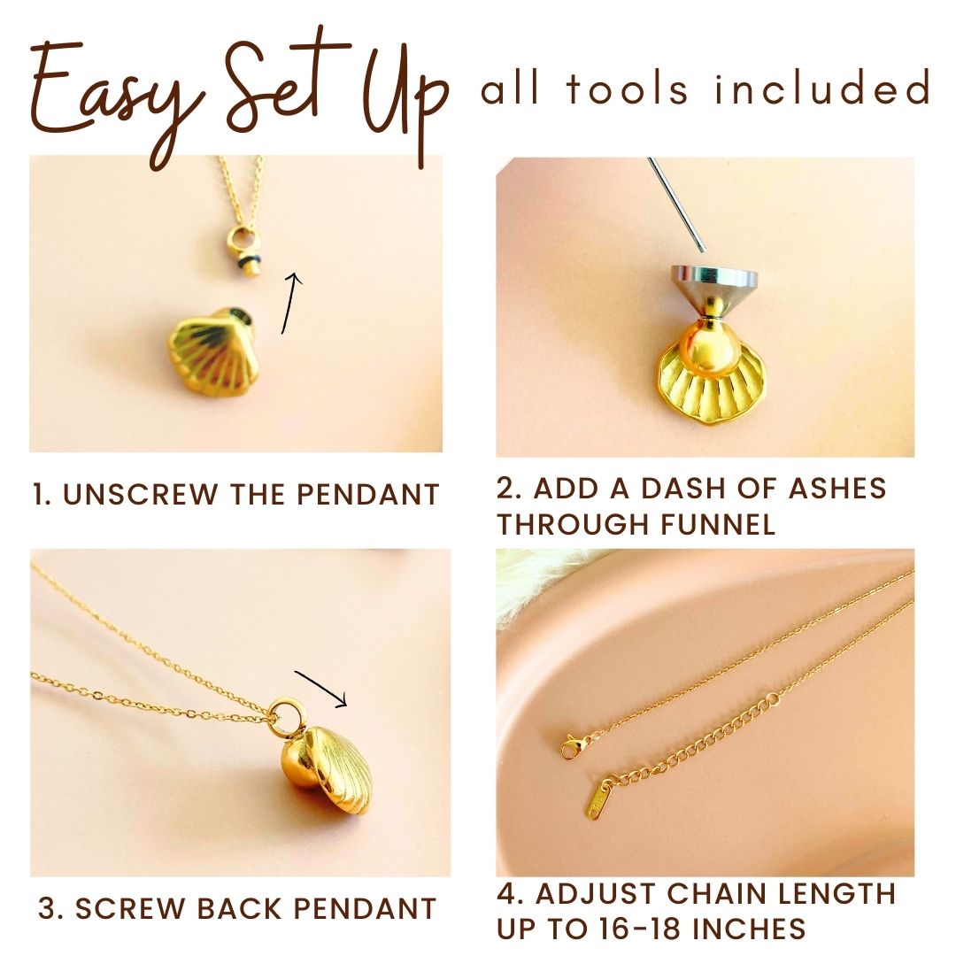 Treasure Memorial Necklace for Human Ashes Gold Gold